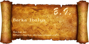 Berka Ibolya névjegykártya